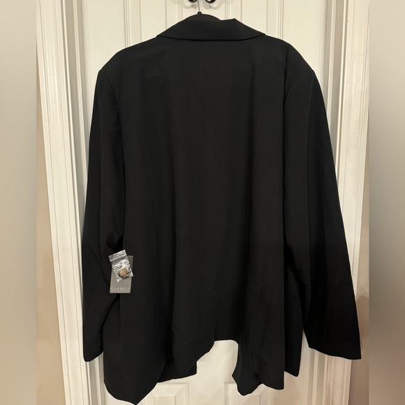NWT Eloquii Long Relaxed Collared Open Front Blazer in Black - Picture 6 of 6